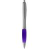 Ballpoint pen with click action mechanism and soft touch grip. 