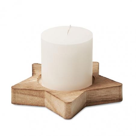 Candle on star wooden base Lotus