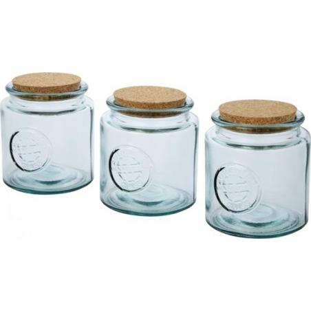 Aire 800 ml 3-piece recycled glass jar set 