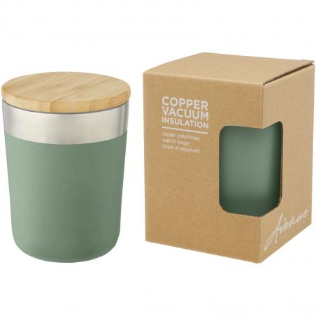 Lagan 300 ml copper vacuum insulated stainless steel tumbler with bamboo lid 