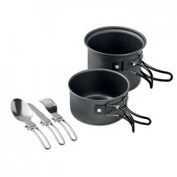 camping pots with cutlery...