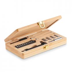 pcs tool set in bamboo case...