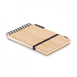 A6 bamboo notepad with pen...