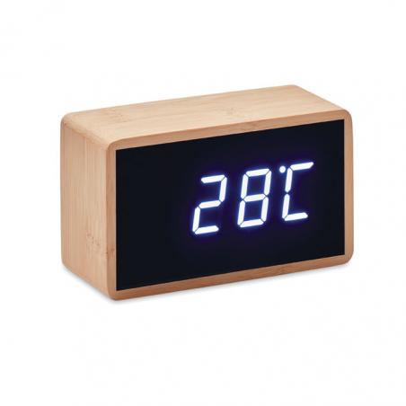 Relógio alarme led capa bambú Miri clock