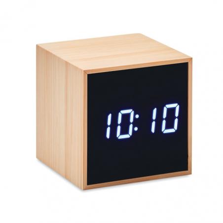 Relógio alarme led capa bambú Mara clock