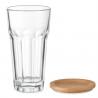 Glass with bamboo lid coaster Sempre