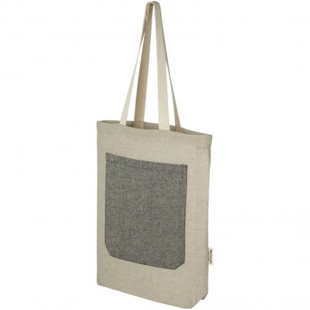 Tote bag in cotone riciclato da 150 g/m² con tasca frontale pheebs - 9l 