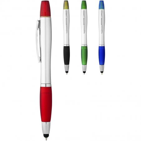 Penna a sfera con stylus ed evidenziatore nash (inchiostro nero) 