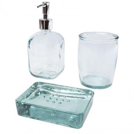 Jabony 3-piece recycled glass bathroom set 