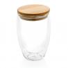 Bicchiere in vetro borosilicato con tappo in bambù 350ml
