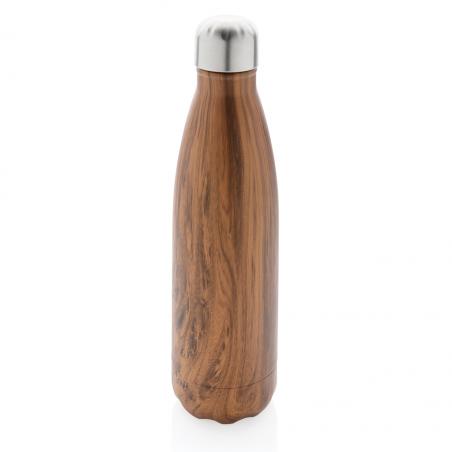 Vacuum insulated stainless steel bottle with wood print