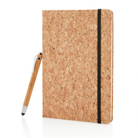 Caderno A5 com biros de toque de bambu 14,2x1,2cm