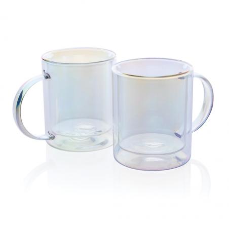 Mug double paroi en verre électroplaqué