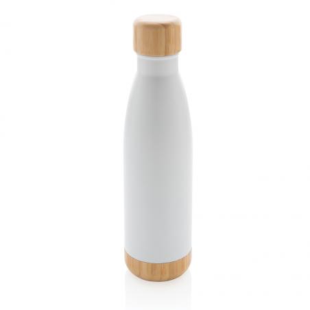 Vacuum stainless steel bottle with bamboo lid and bottom