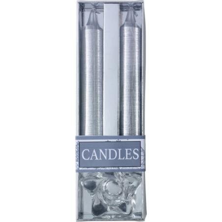 Kit candele glitterate natalizie, supporto di vetro Alexia