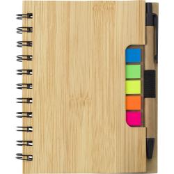 Caderno de bambu com notas...
