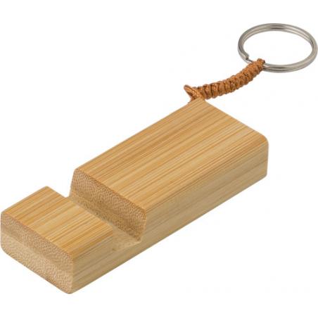 Suporte telemóvel em bambu com porta-chaves. Kian