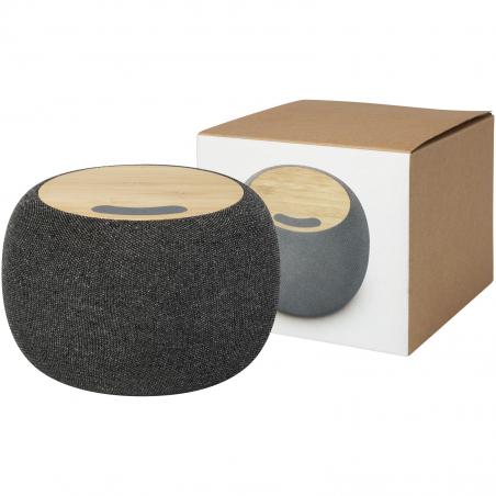 Speaker bluetooth® con stazione di ricarica wireless in bambù/PET riciclato ecofiber 