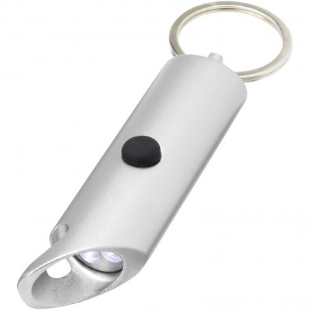 Flare RCS recycled aluminium IPX LED light and bottle opener with keychain 