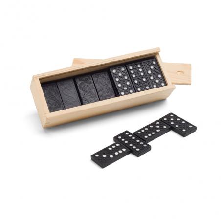 Domino game in wooden box with lid Miguel