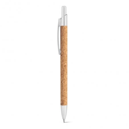 Cork and aluminium ball pen with clip Natura
