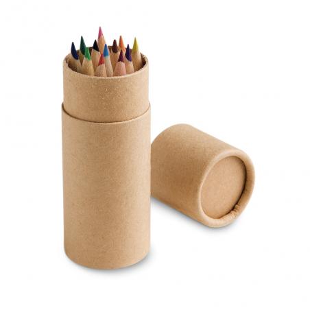 Pencil box with 12 coloured pencils Cylinder