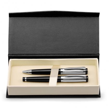Metal rollerball and ballpoint pen set with clip Orlando