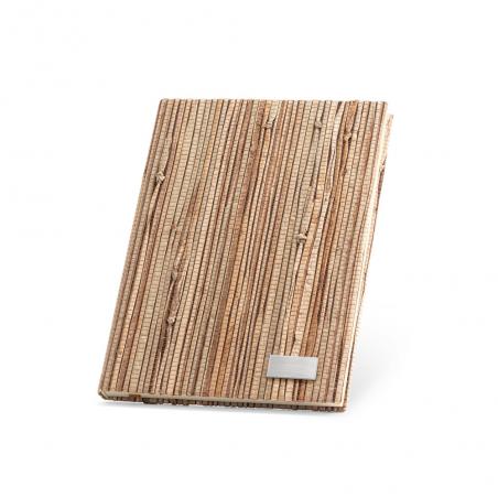 A5 notebook in natural straw fiber with recycled lined pages Neruda