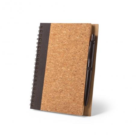 B6 notebook in cork and recycled polyester 100% rpet with ballpoint pen Vicente