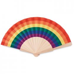 Rainbow wooden hand fan Bowfan