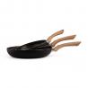 Set 3 stone and wood appearance frypans MEP114