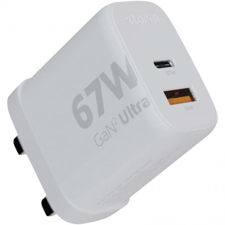 Caricabatterie da parete da 67 W con spina UK xtorm xec067g gan² ultra 