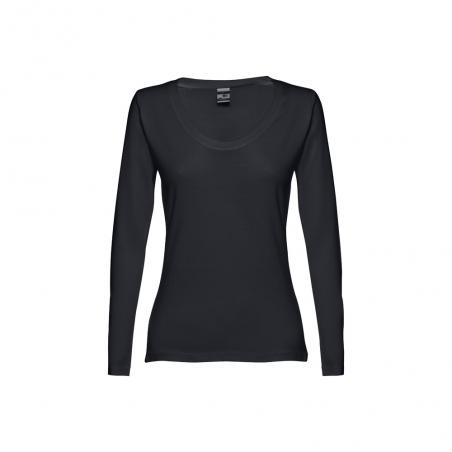 Longsleeved scoop neck fitted tshirt for women. 100% carded cotton Thc bucharest women