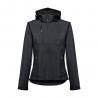 Womens softshell jacket with detachable hood and rounded back hem Thc zagreb women