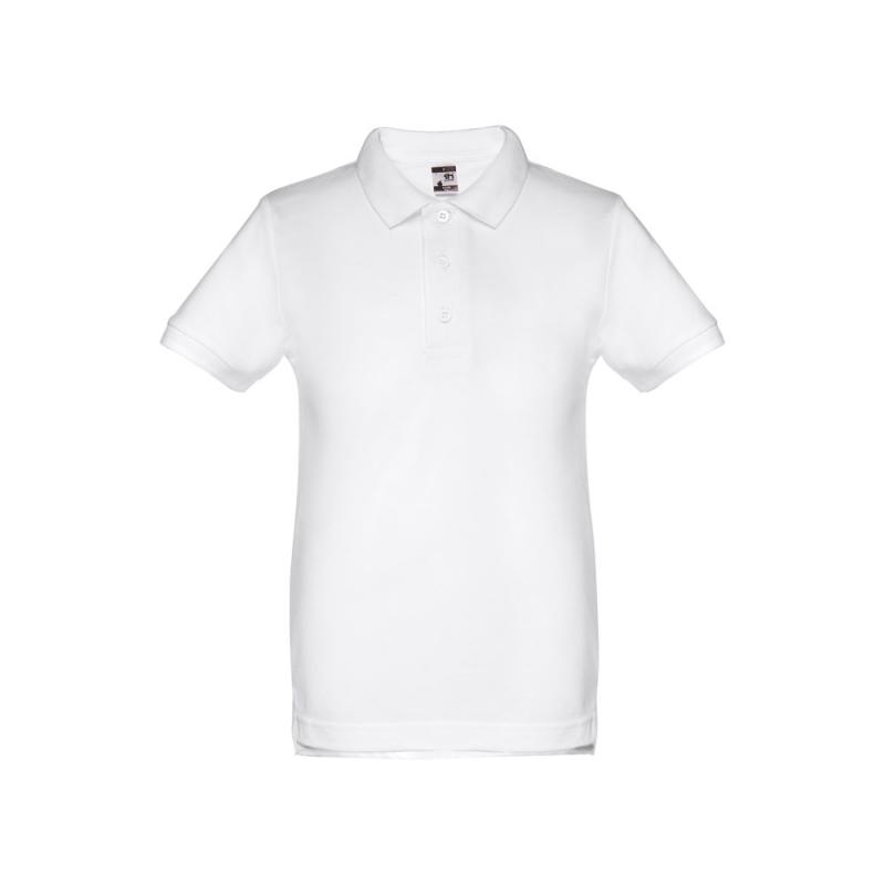 Kids shortsleeved 100% cotton piqué polo shirt unisex. White. White Thc ...