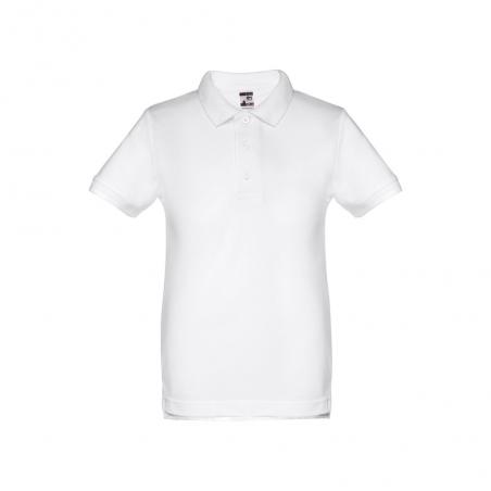 Kids shortsleeved 100% cotton piqué polo shirt unisex. White. White Thc adam kids wh