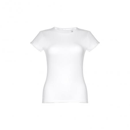 Womens fitted short sleeve cotton tshirt. White. White Thc sofia wh