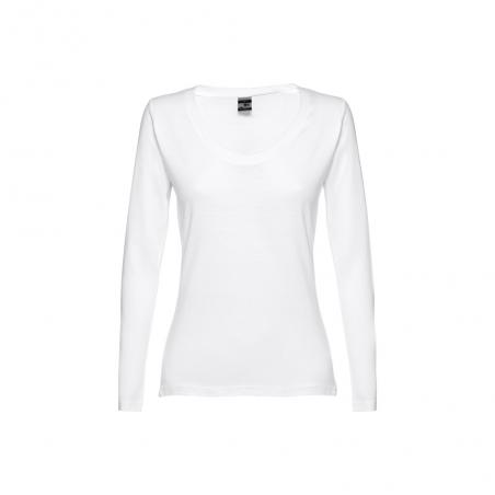 Longsleeved scoop neck fitted tshirt for women. 100% carded cotton. White. White Thc bucharest women wh