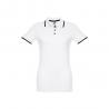 Womens polo shirt with contrast colour trim and buttons. White Thc rome women wh