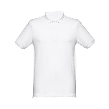 Mens shortsleeved piqué polo shirt in 100% cotton. White Thc monaco wh