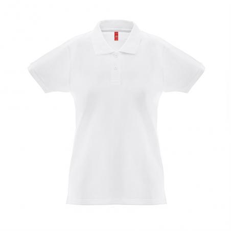 Polo da donna a maniche corte in cotone piqué. Bianco Thc monaco women wh