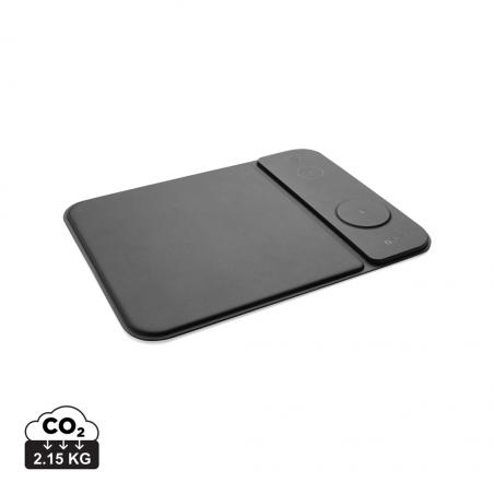 Tapis de souris chargeur 15W 3 en 1 en PU RCS Swiss peak