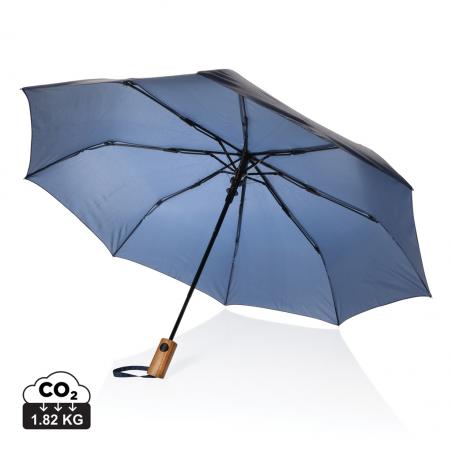 Kaycey 21' AWARE™ RPET Acacia wood mini auto open umbrella