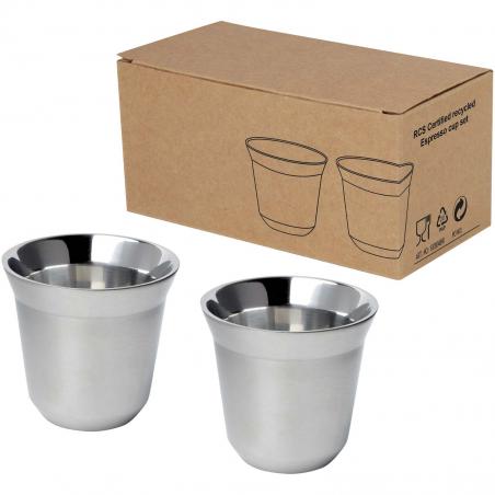 Conjunto de chávenas de café expresso em aço inoxidável com certificação RCS de 80 ml duo Duo