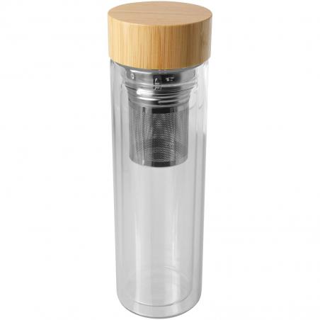 Bouteille à infusion bailey en verre borosilicate de 400 ml avec couvercle en bambou 