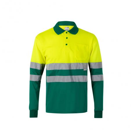 Twotone birdeye polo shirt 160gm² with long sleeves in polyester 100% Vl vulcan large