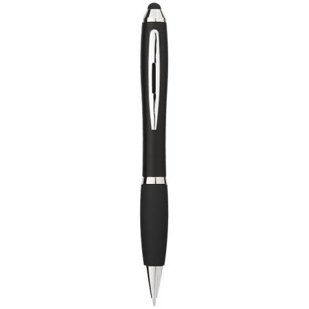 Esferográfica stylus colorida com pega preta Nash