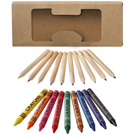 Set di matite e pastelli a cera colorati da 19 pezzi lucky 