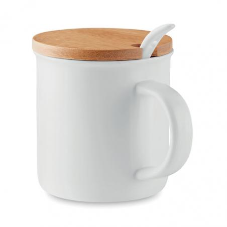 Caneca de porcelana com colher Kenya