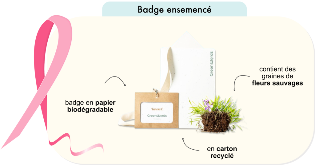 badge nominatif ensemencé biodegradable